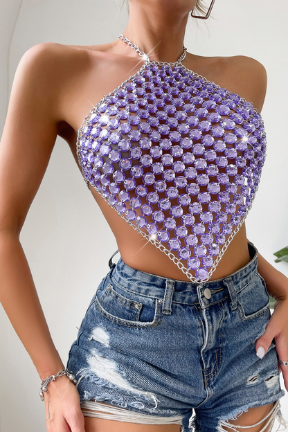 Purple Halter Gem Cami Top