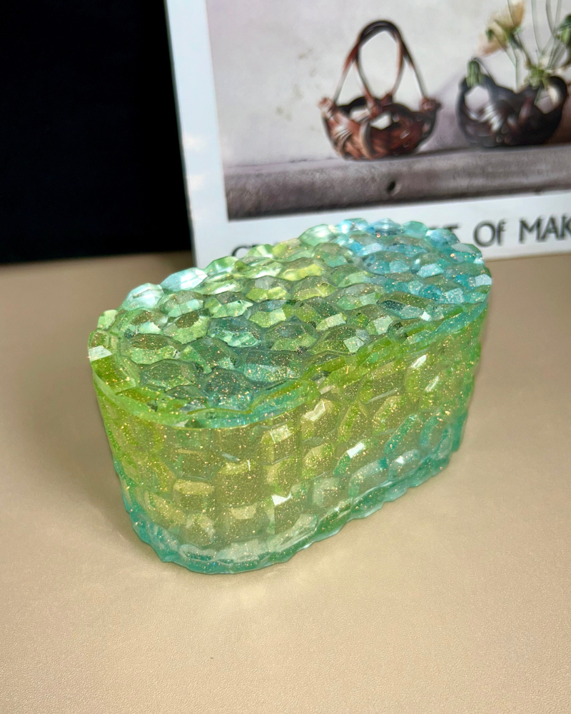 Green Resin Storage Jar with Lid