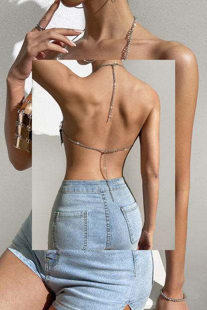 Gold Square Neck Acrylic Top