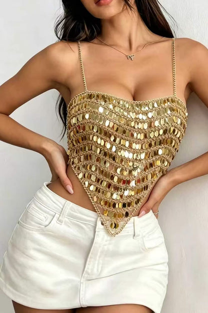 Gold Coin Chain Corset Top