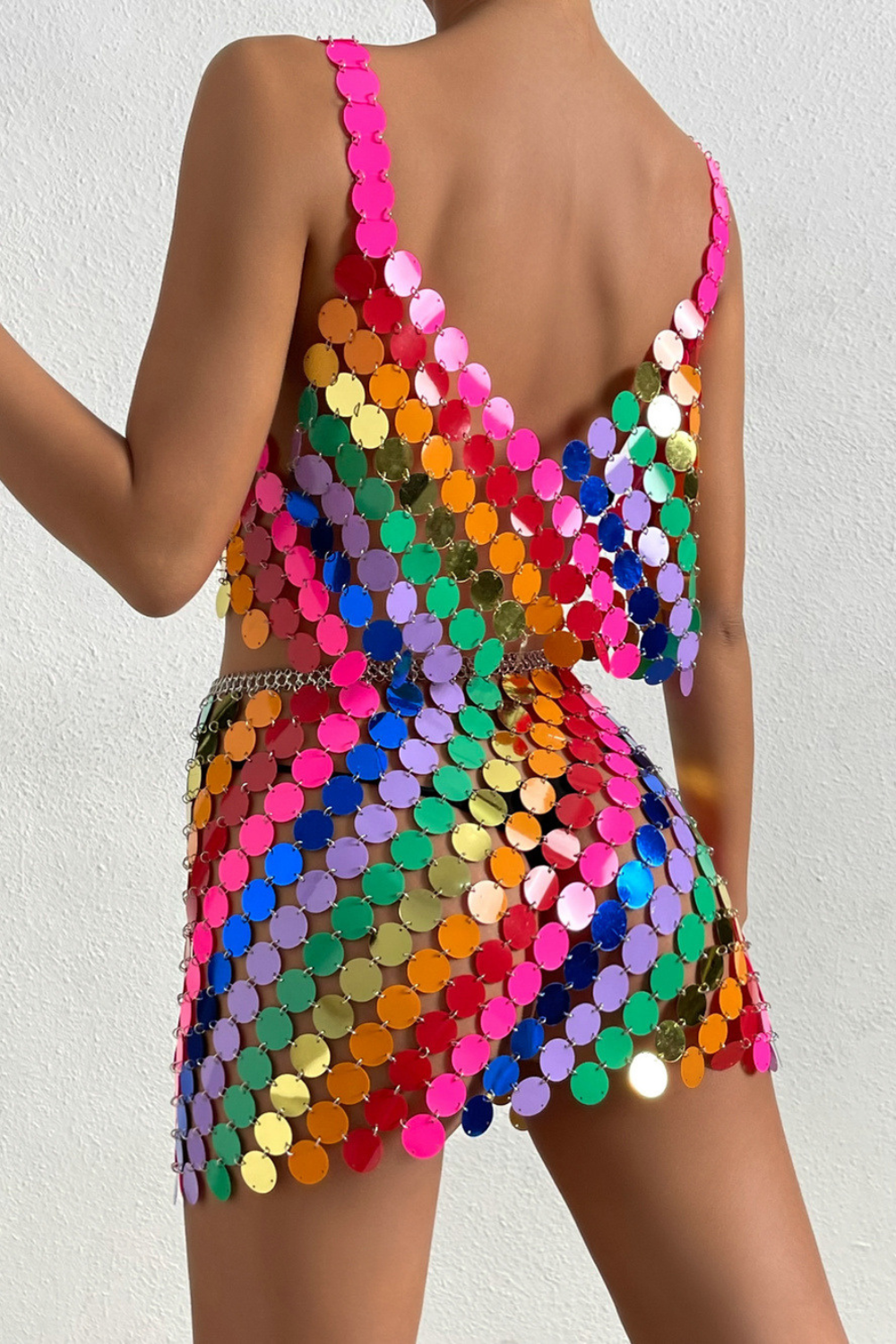 Multi Color Fish Scale Skirt Set