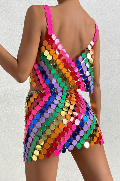 Multi Color Fish Scale Skirt Set