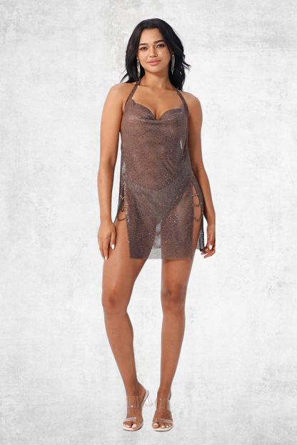 Bronze Mirage Crystal Chainmail Dress