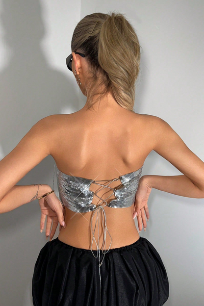 Sequin Fringe Chainmail Top