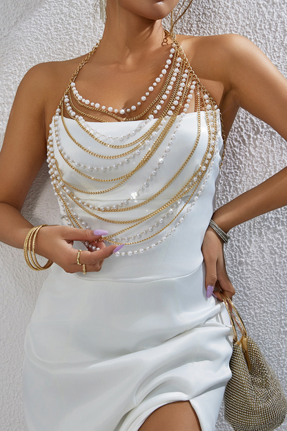 Pearl Chain Neck Strap Top