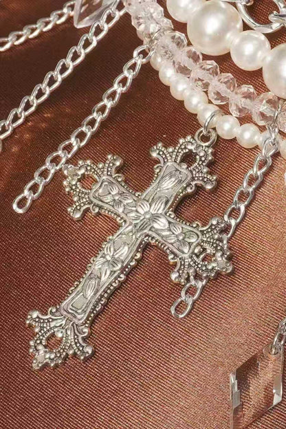 Pearl Cross Halter Body Chain Top