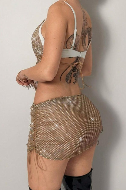 Gold Sequin Frenum Slip Dress