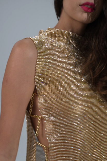 Turtle Neck Crystal Mini Top