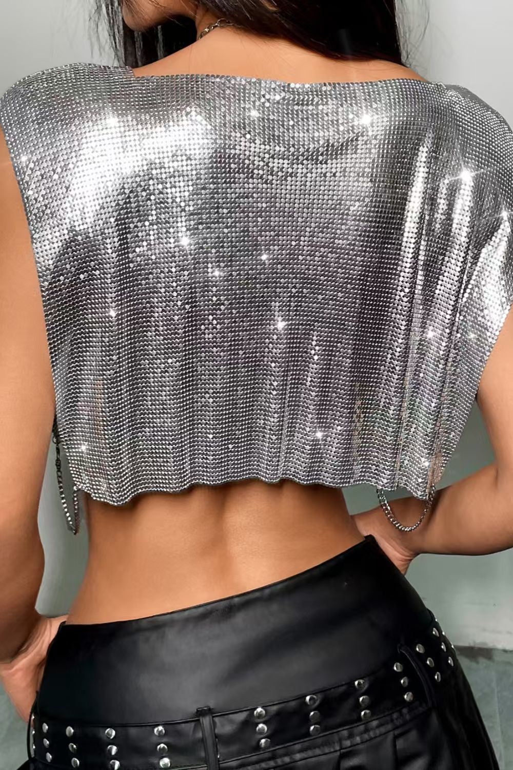 Sparkly Sequin V-Neck Top