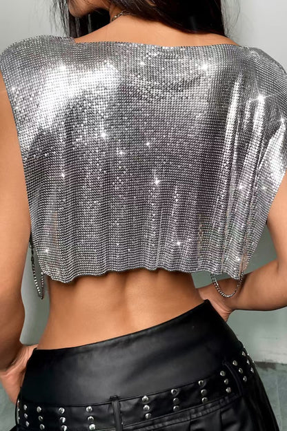 Sparkly Sequin V-Neck Top
