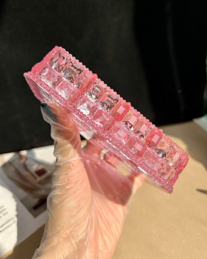 Sparkly Pink Resin Lip Gloss Organizer