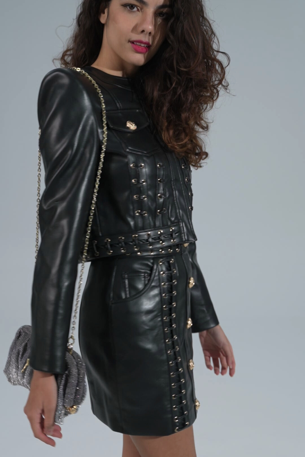 Punky Faux Leather Jacket/Skirt