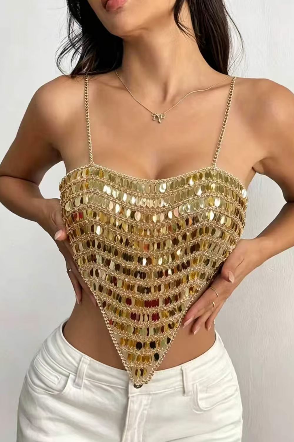 Gold Coin Chain Corset Top