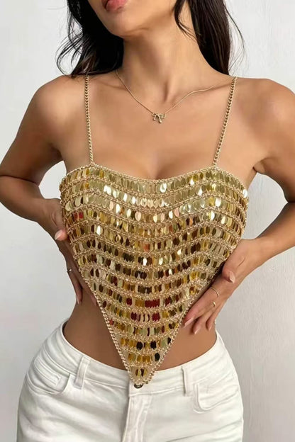 Gold Coin Chain Corset Top
