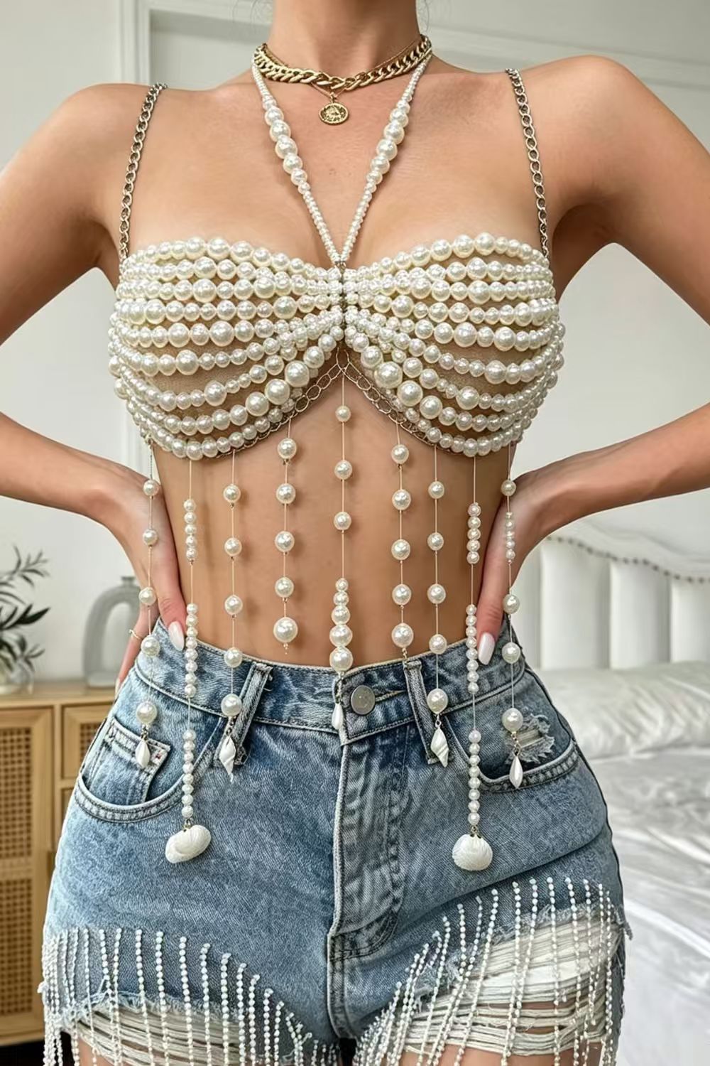 Pearl Shell Tassel Top