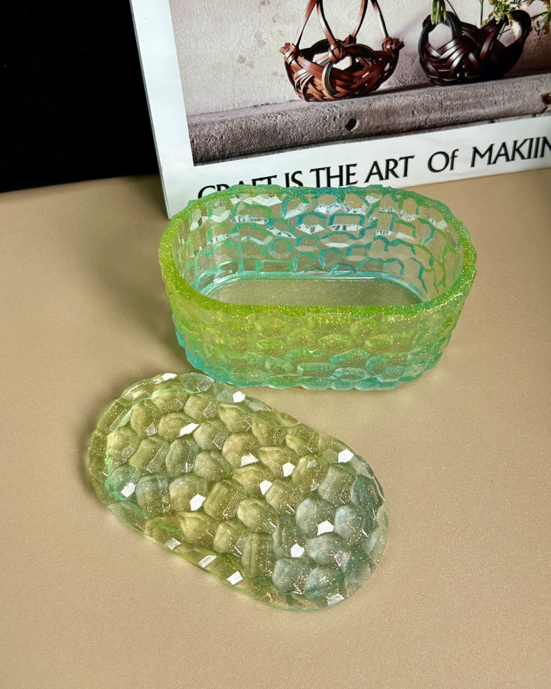 Green Resin Storage Jar with Lid