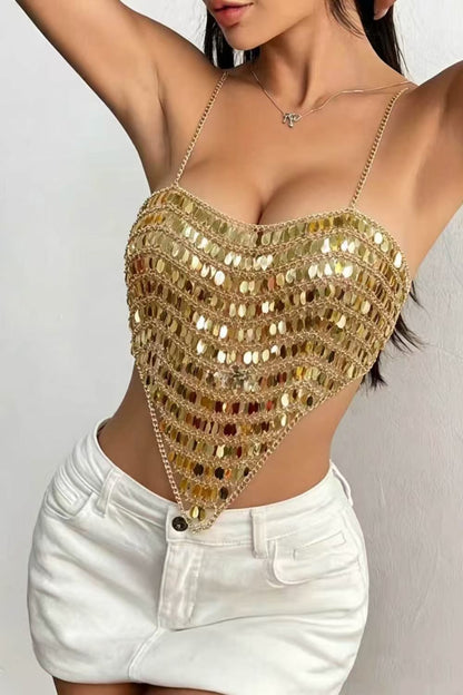Gold Coin Chain Corset Top