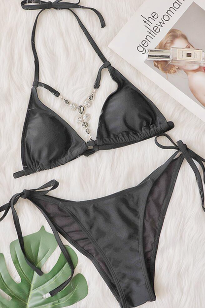 Emerald Crystal Tie Side Bikini Set