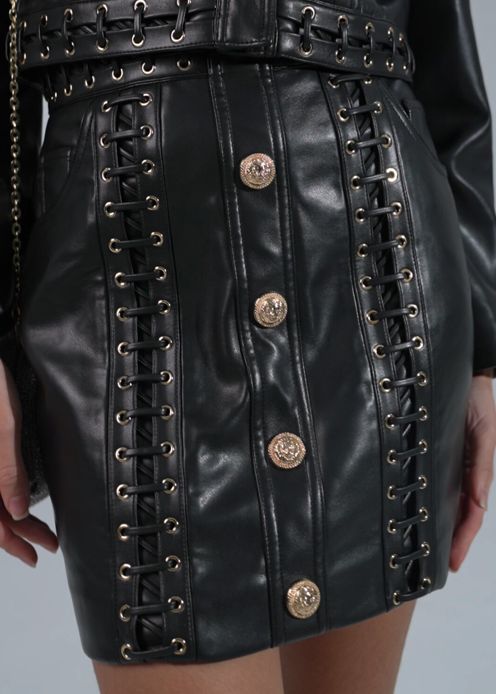 Punky Faux Leather Jacket/Skirt