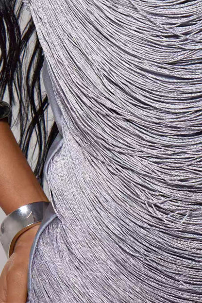 Luxe Fringe Halter Mini Dress