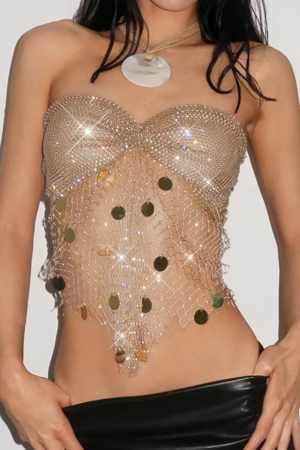 Gold Rhinestone Corset Top