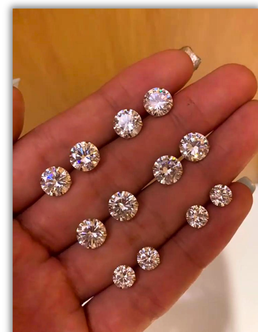 D Color Moissanite Solitaire Stud Earrings