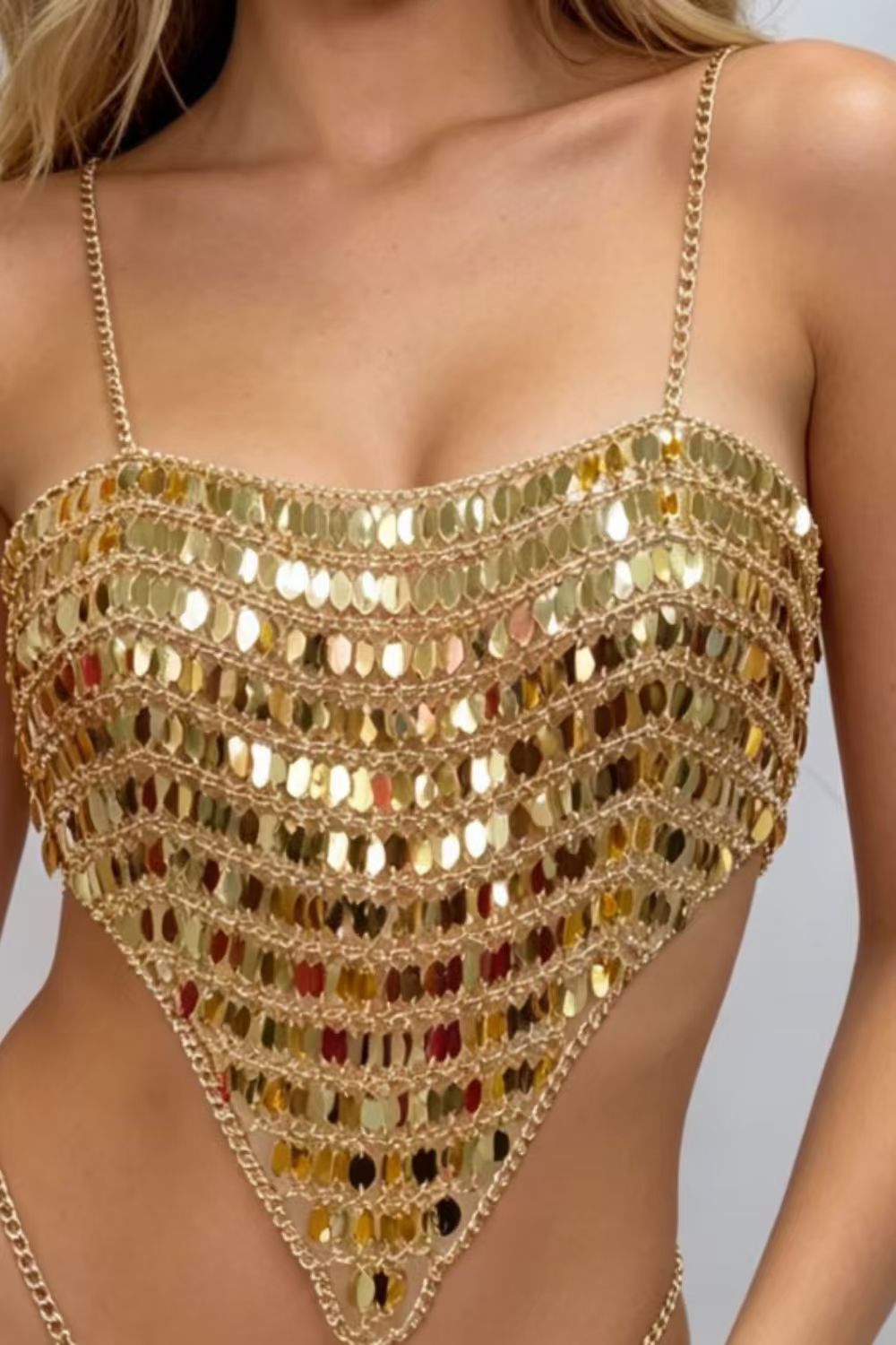 Gold Coin Chain Corset Top