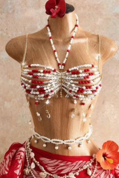 Beaded Tassel Harness Crop Top