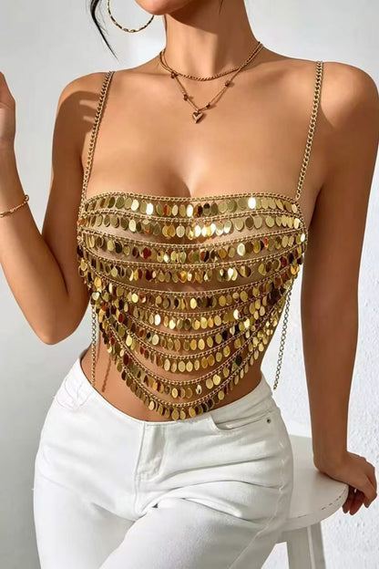 Gold Coin Fringe Chain Top