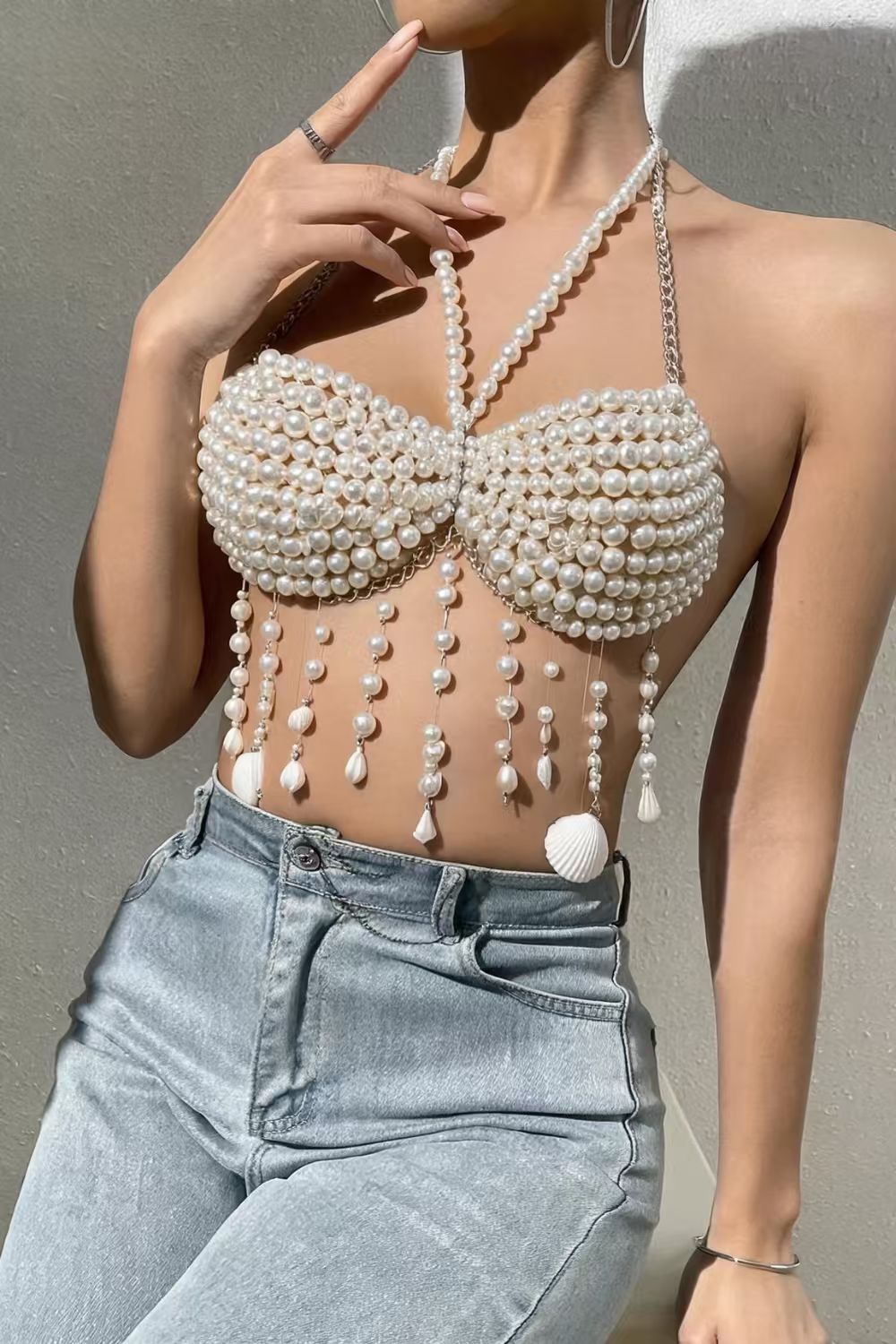 Pearl Shell Tassel Top