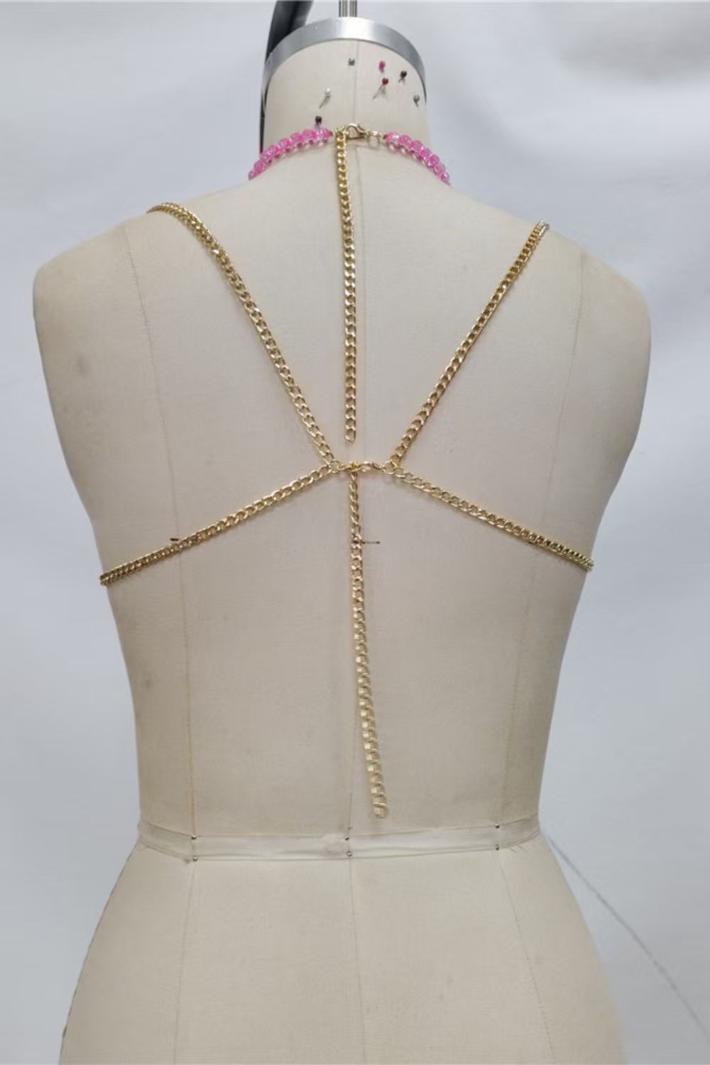 Pink Beaded Rhinestone Crop Top