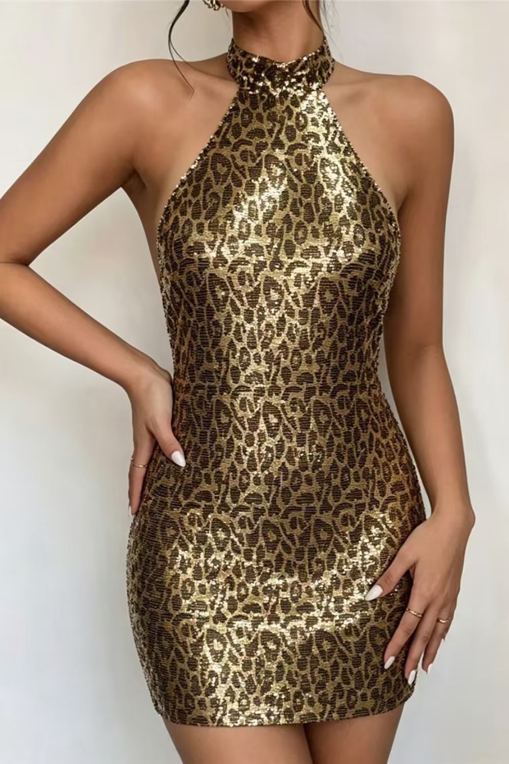 Sequin Backless Bodycon Mini Dress
