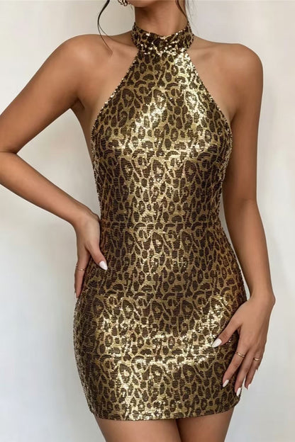 Sequin Backless Bodycon Mini Dress
