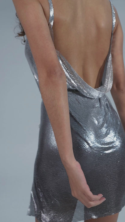 Gradient Black Chainmail Dress