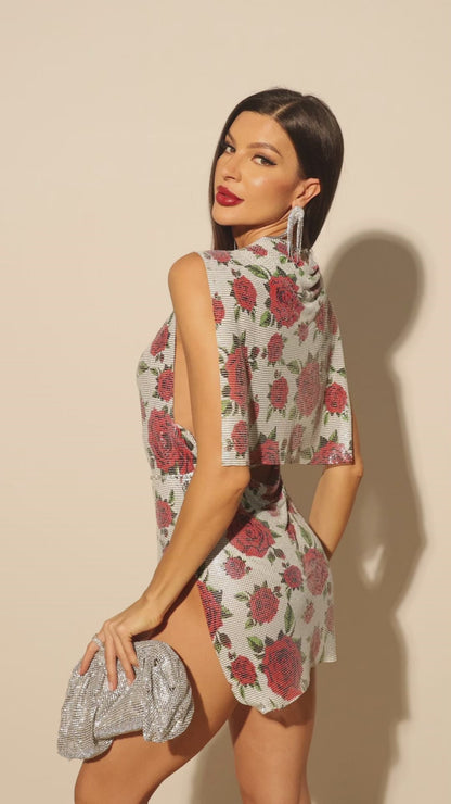 Red Rose Chainmail Mini Dress