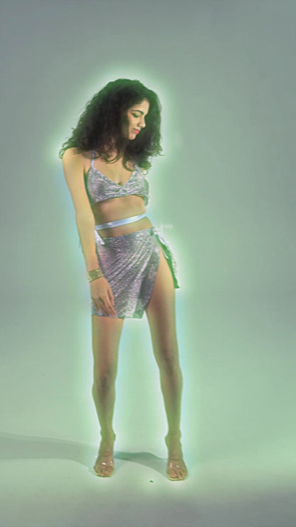Voilet 2PCs Diamante Skirt Set