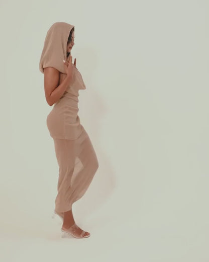 Goddess Hooded Mesh Maxi Dress