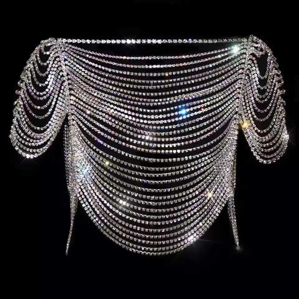 Layered Crystal Body Chain Top