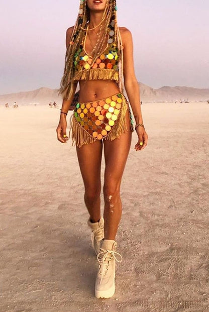 Gold Cami Skirt Set
