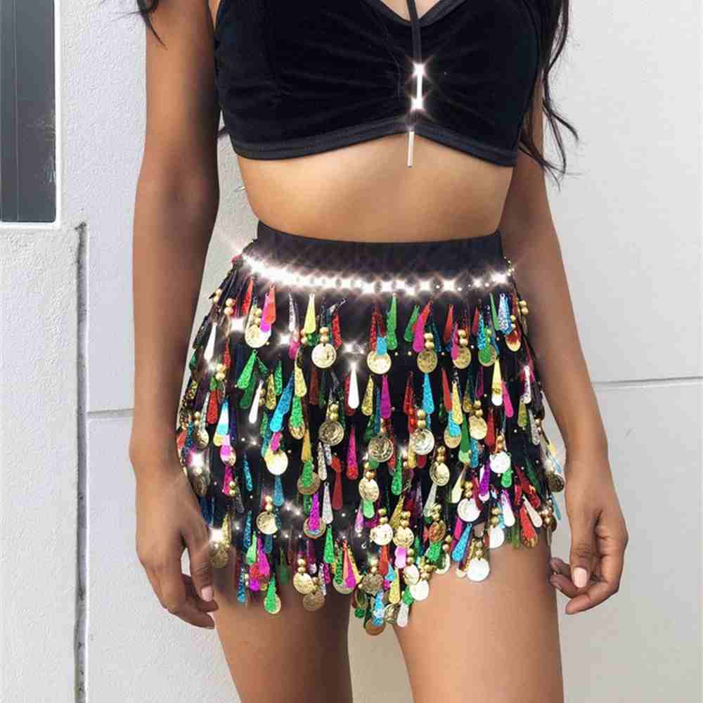 Colorful Sequin Tassel Skirt