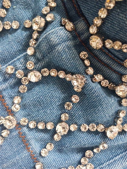 Denim Crystal Corset Top