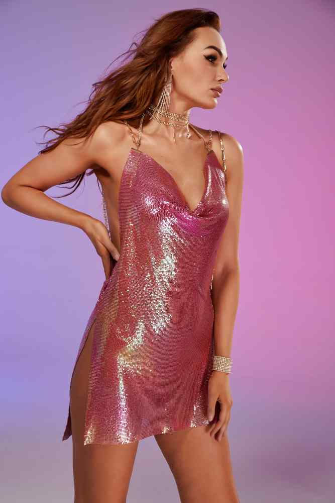 Gradient Pink Chain Mail Dress