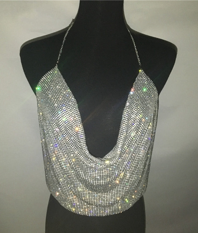 2PCS Sparkly Cami Top Skirt Set
