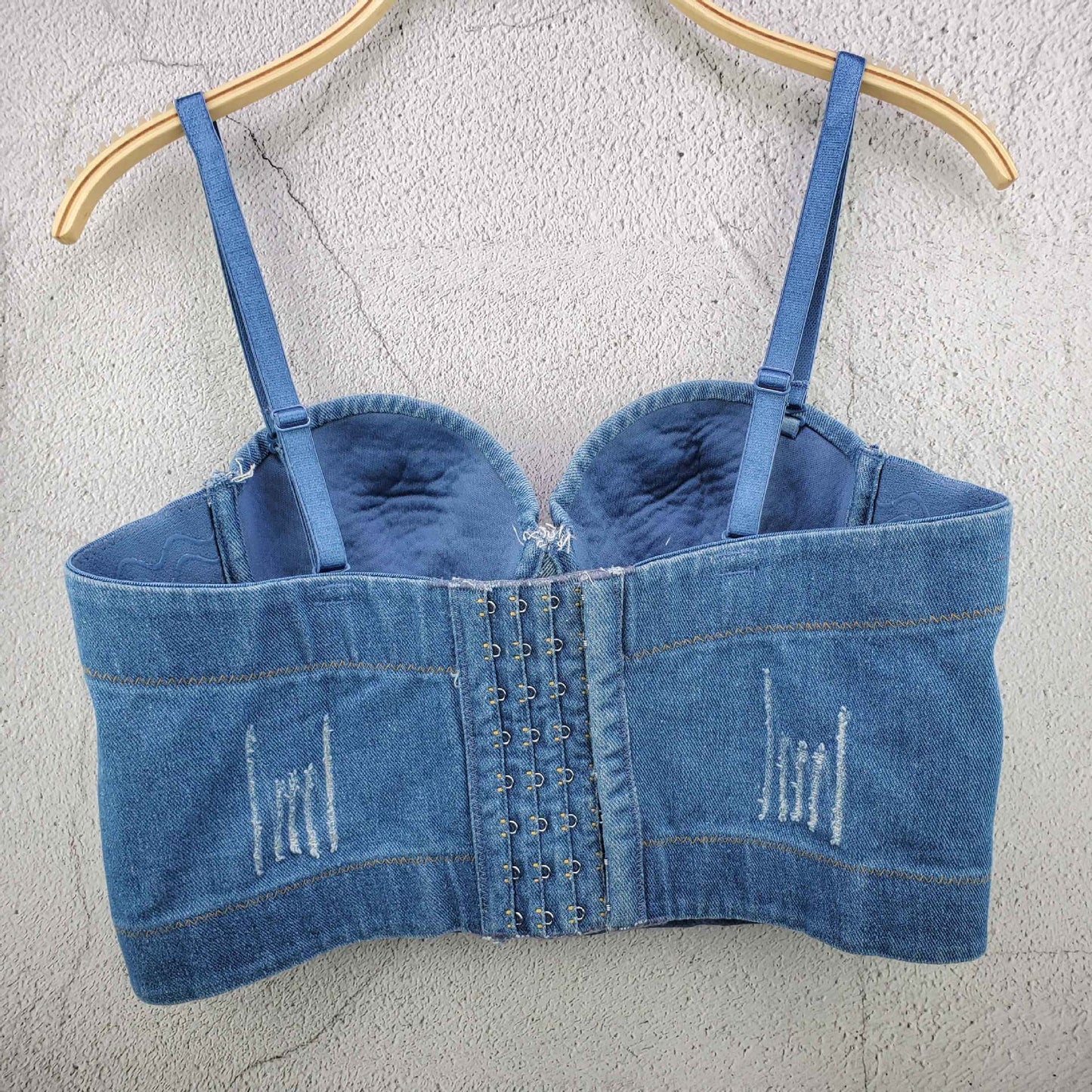 Denim Crystal Corset Top