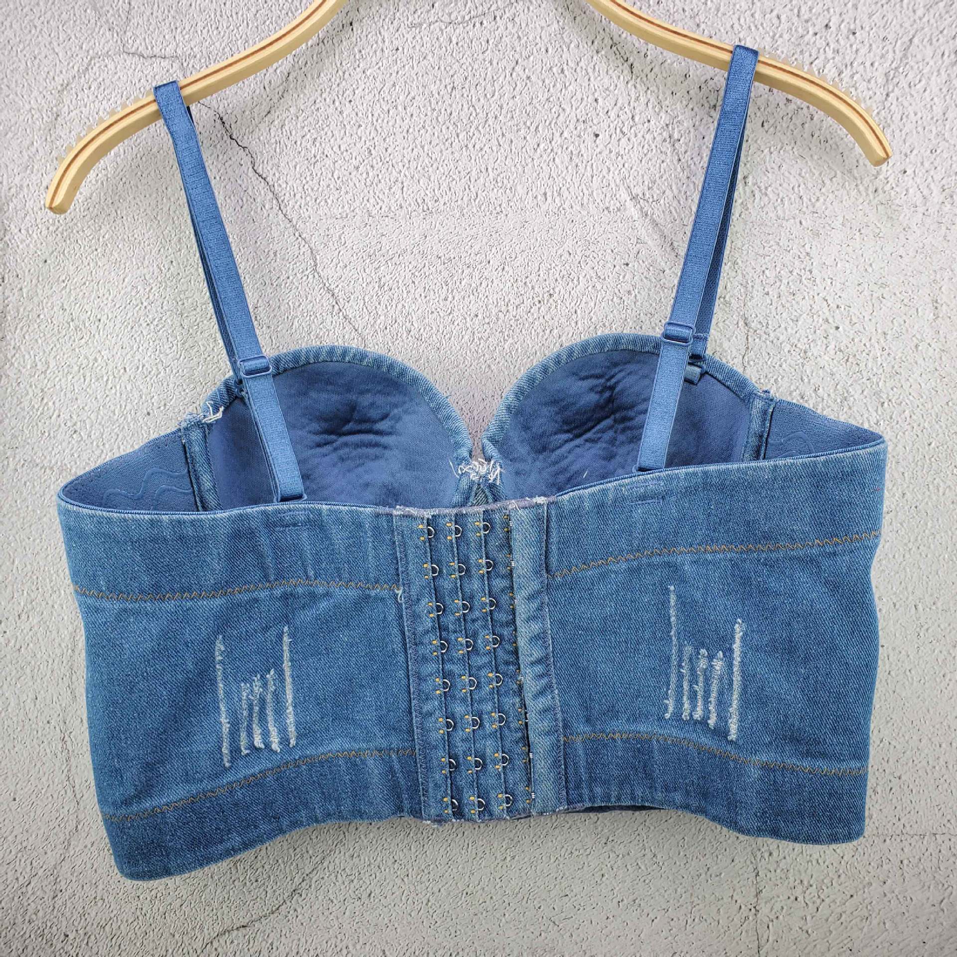 Denim Crystal Corset Top