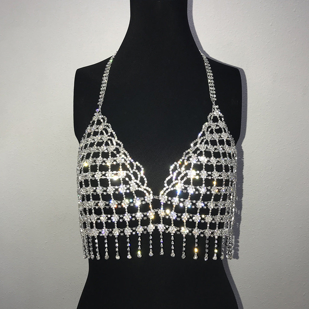 Crystal Grid Shiny Cami Top