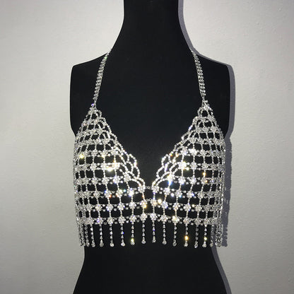 Crystal Grid Shiny Cami Top