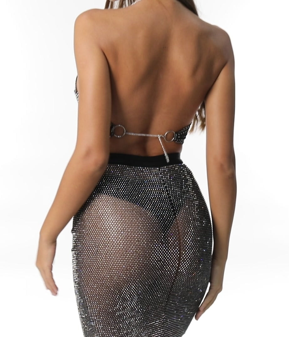 Mesh Crystal Dress Set