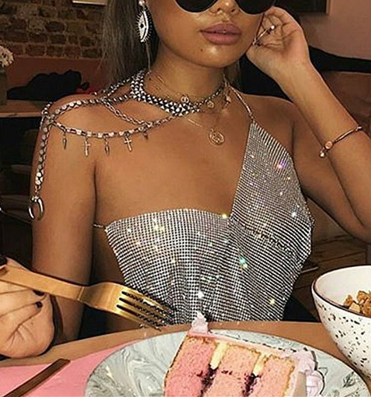 V Neck Crystal Cami Top