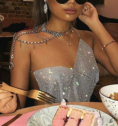 V Neck Crystal Cami Top